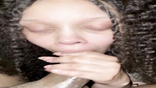 Busty Black Sucking BBC While Horny Latina Watches And Masturbates