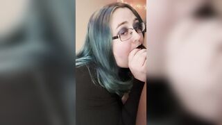 Hungry Fat Girl Covered In Black Seeds