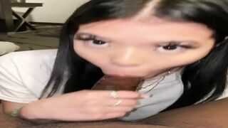 Asian girl give blowjob to BBC