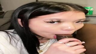 Asian girl give blowjob to BBC