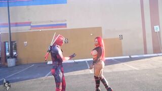 Deadpool fucks a busty black babe
